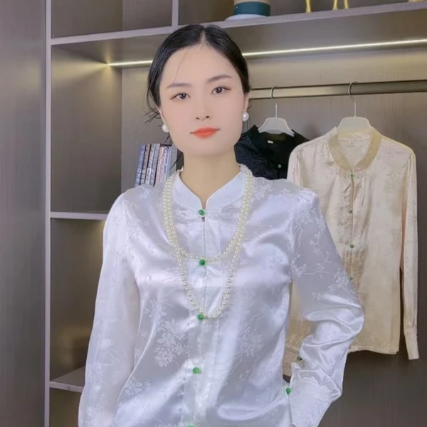 C20宽松新中式提花衬衣百搭时尚长袖