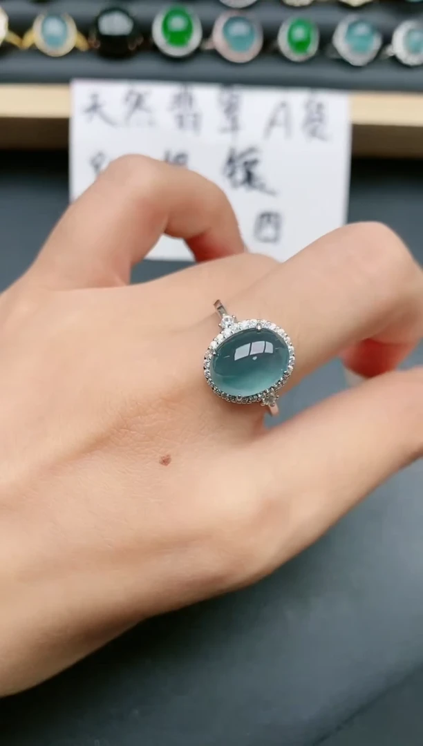 翡翠戒指银S925镶嵌11111