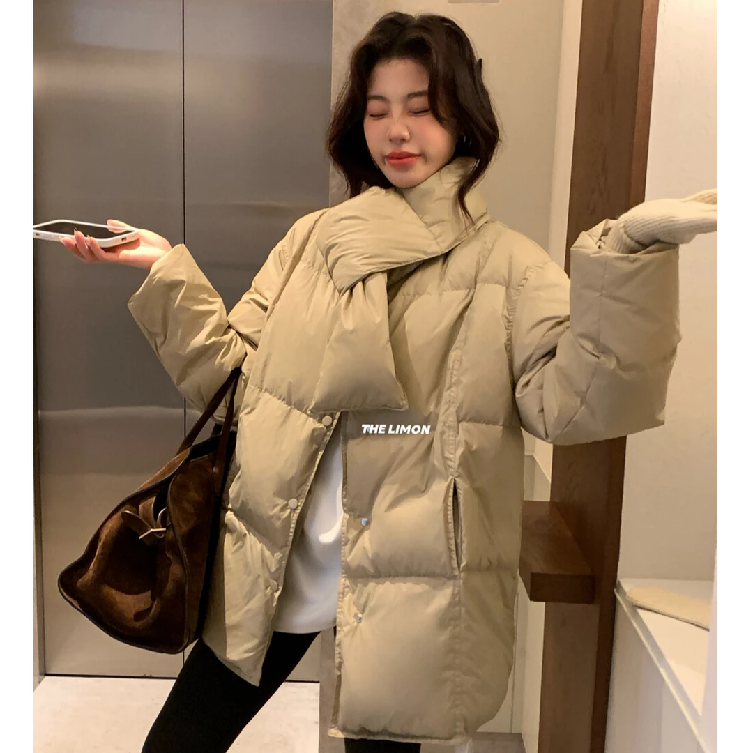 【Hllm专属】温暖墨尔炒软乎泡芙感宽松百搭保暖羽绒服(配围脖)9362