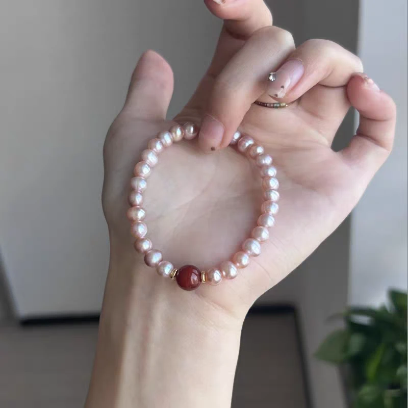 【胭脂】5-6淡水珍珠紫粉色显白精致大方