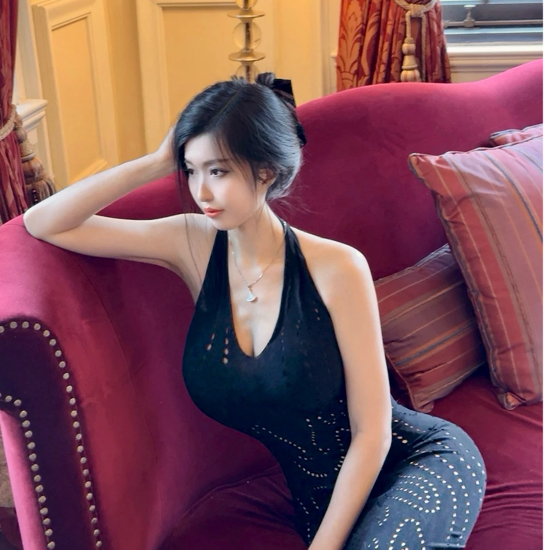 欧美女装连衣裙显瘦高腰气质性感黑色走秀走秀包臀宴会艺考设计师