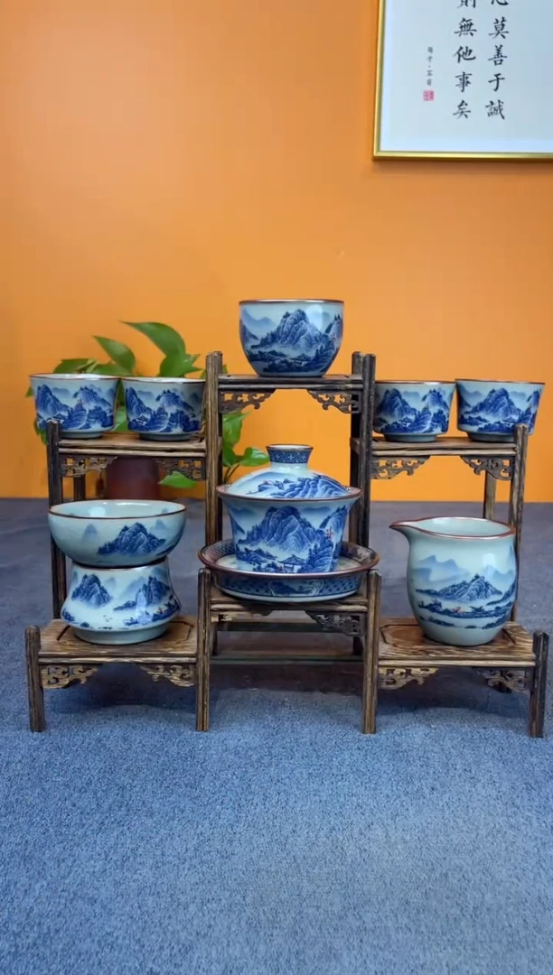 陶瓷景德镇套陶瓷釉下青花八件套