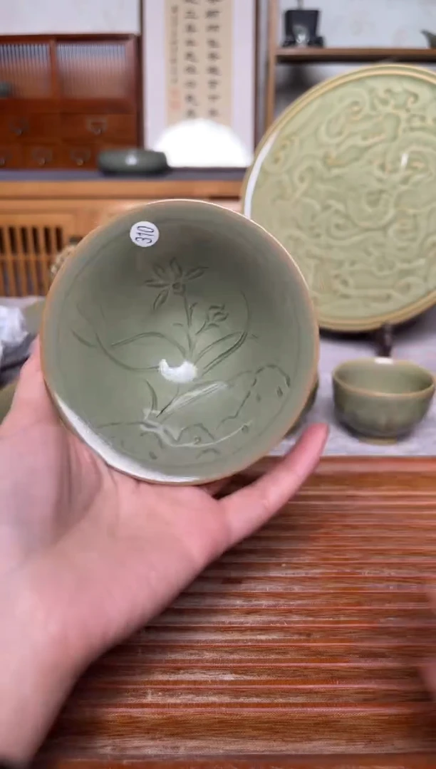瓷器310耀州窑纯手工斗笠盏  微瑕
