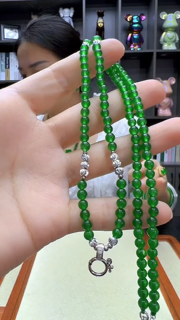 翡翠银S925镶嵌颈饰沉白diy劲饰