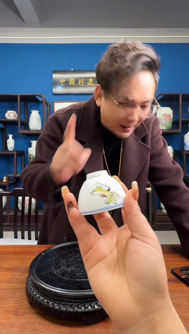 摆件陶红色官窑流水-42