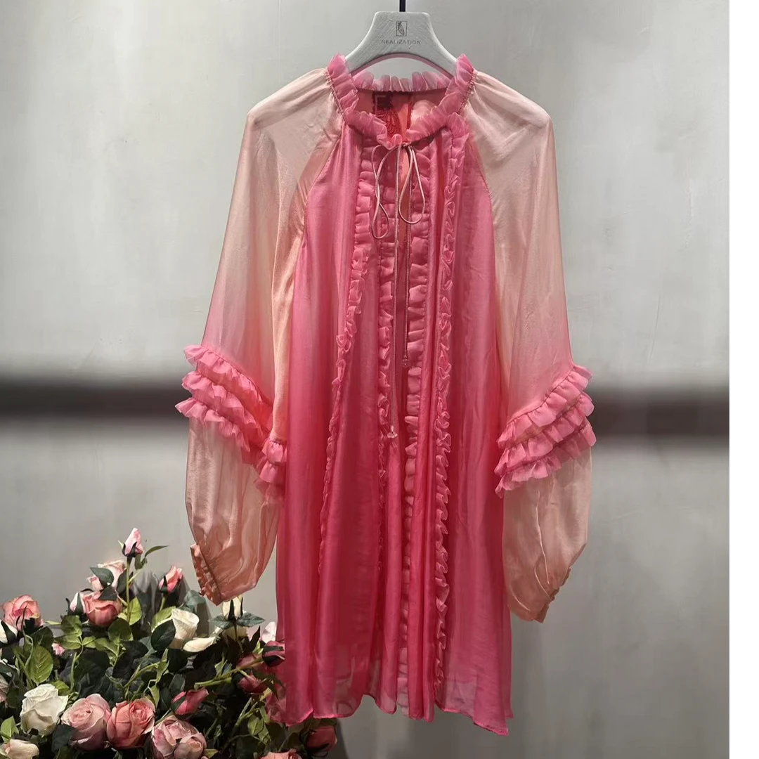 （孤寂）衬衫舒适中长款时尚外搭套头连衣裙仙女风长袖防晒衣春夏