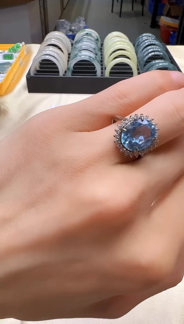 银S925镶嵌戒指托帕石【松老板】0616034