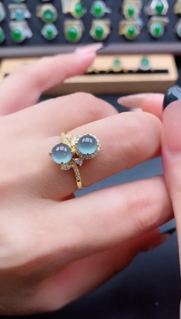 银S925镶嵌戒指翡翠1