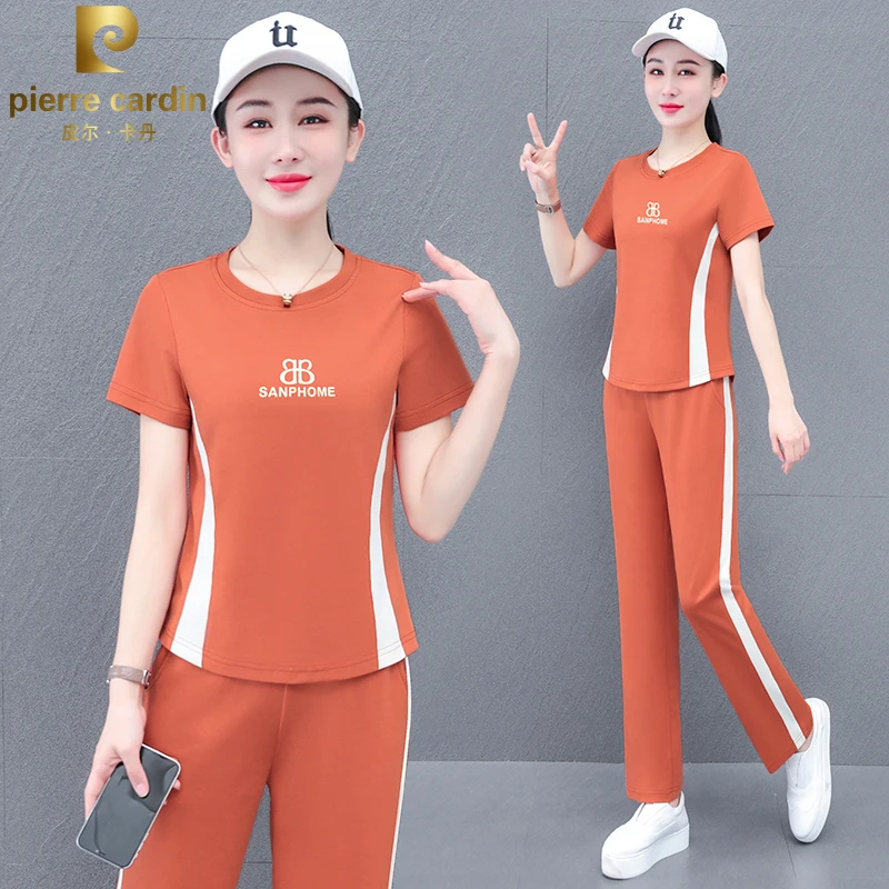 皮尔卡丹高品质休闲运动套装女士2025夏季新款短袖跑步跳舞两件套