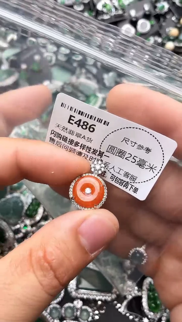 翡翠未镶嵌颈饰E486吊坠