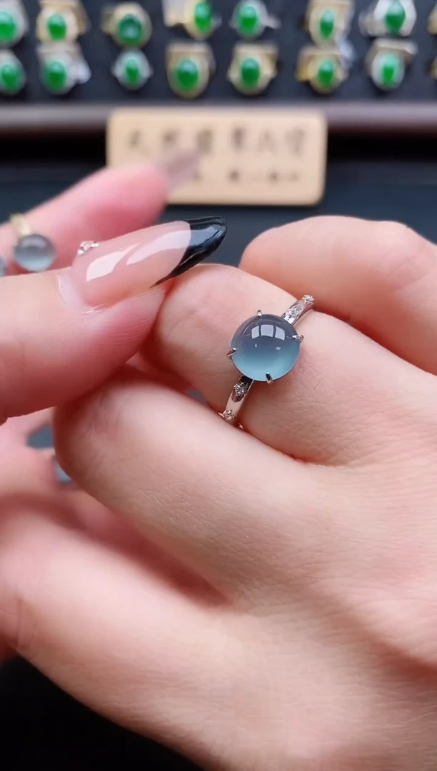 银S925镶嵌戒指翡翠1