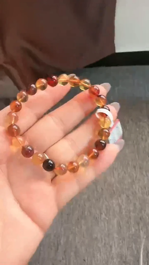 【闪购商品】琥珀手链未镶嵌规格7微瑕多宝手串#2