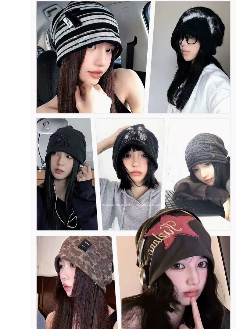 秋冬冷帽合集女包头帽堆堆帽潮酷辣妹出行通用帽子时尚防风旅游美