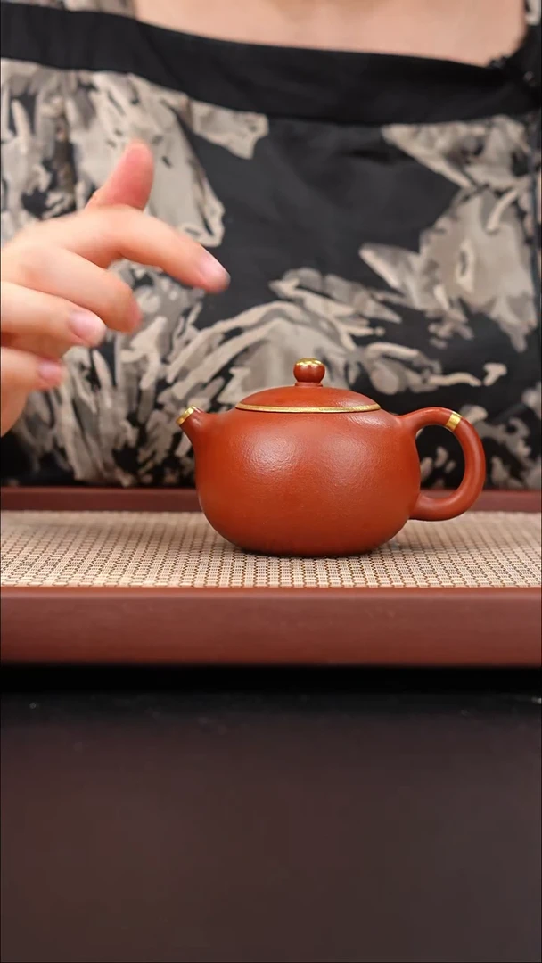 茶壶紫砂小煤窑朱泥粗砂西施200cc叶晓敏描金