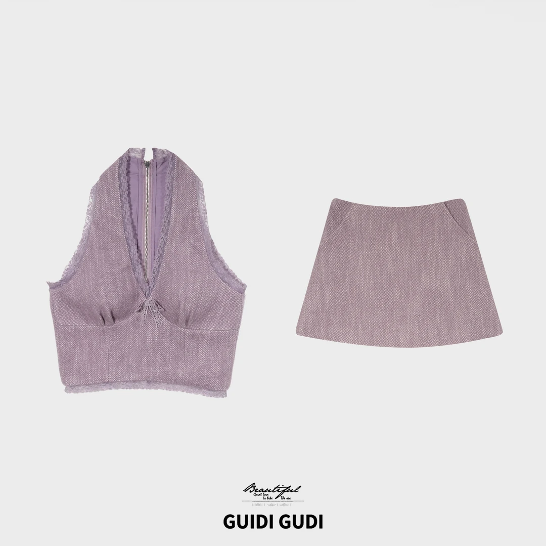 GUIDI GUDI【爱的宣言】轻奢感休闲风两件套套装/黄加蓝