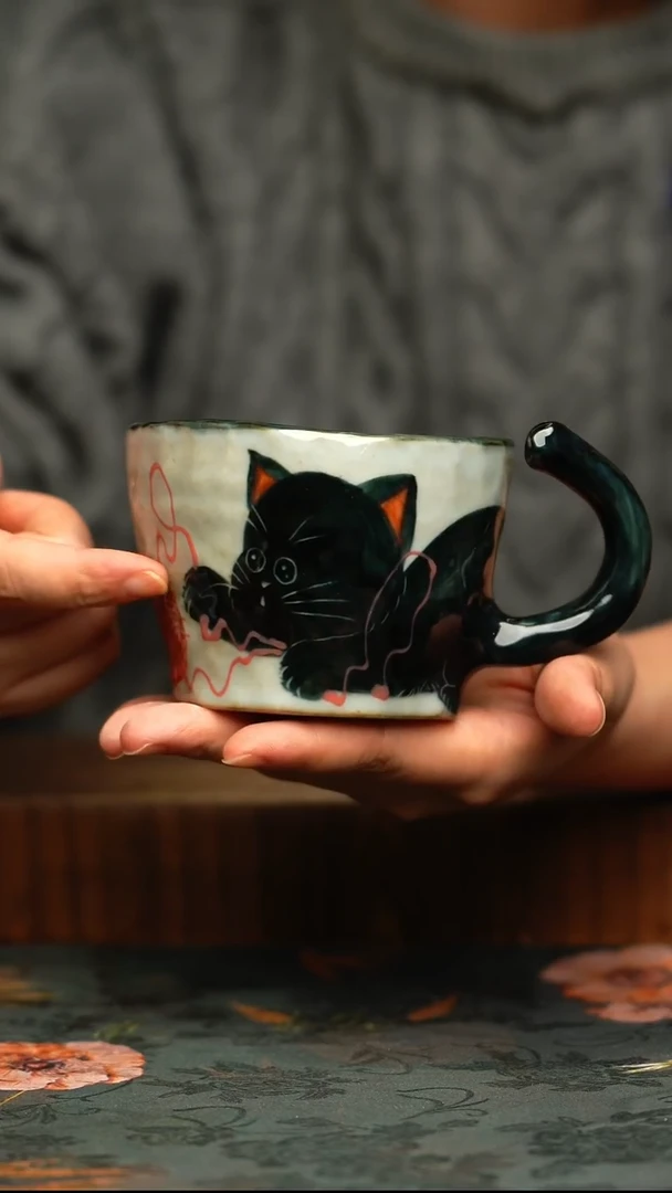 杯釉下彩手工手绘同款陶器