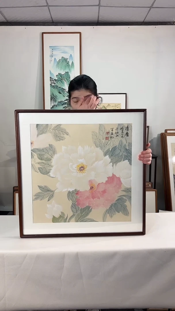 国画手绘*清香（牡丹）*62*62cm