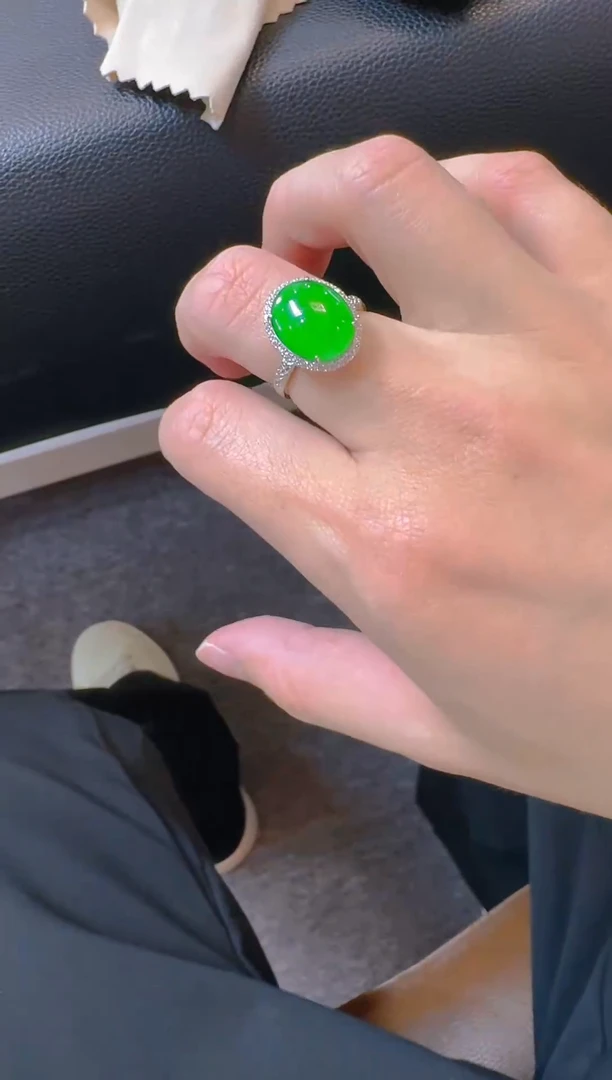 【闪购商品】翡翠戒指银S925镶嵌天然A货翡翠