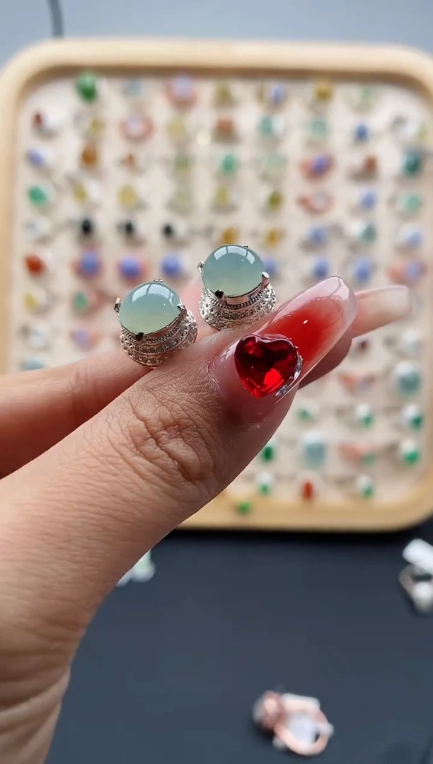 【闪购商品】翡翠戒指未镶嵌缅甸天然A货翡翠555 10+5