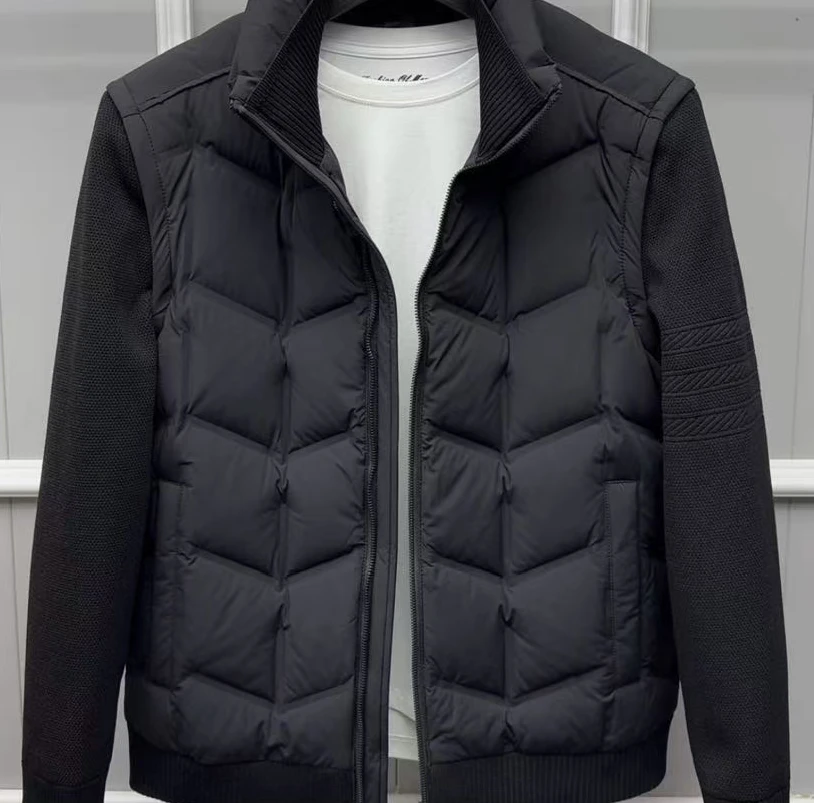 新款高品质男士立领可拆卸针织袖夹克外套