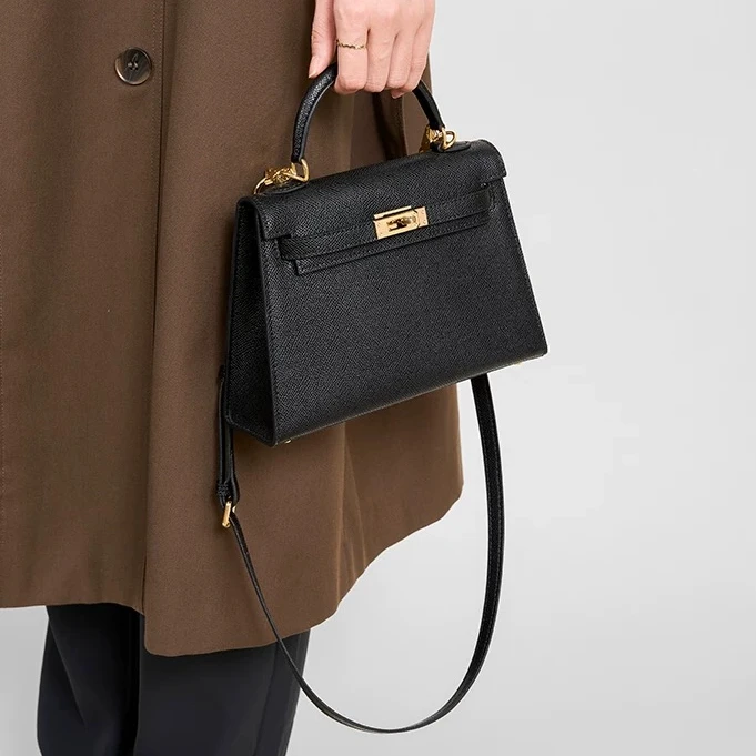 BVN二代手掌纹凯莉女士高级感通勤手提包百搭单肩斜跨25寸金扣