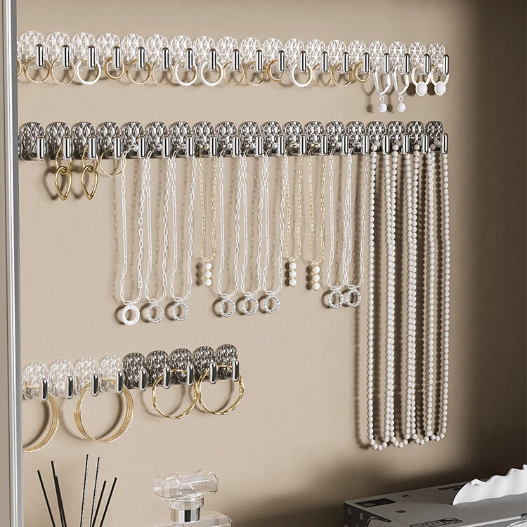 联排迷你粘钩免打孔收纳架首饰展示架挂架挂挂壁挂式ins风项链架