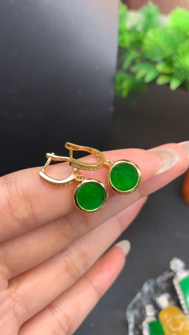 银S925镶嵌翡翠耳饰耳包