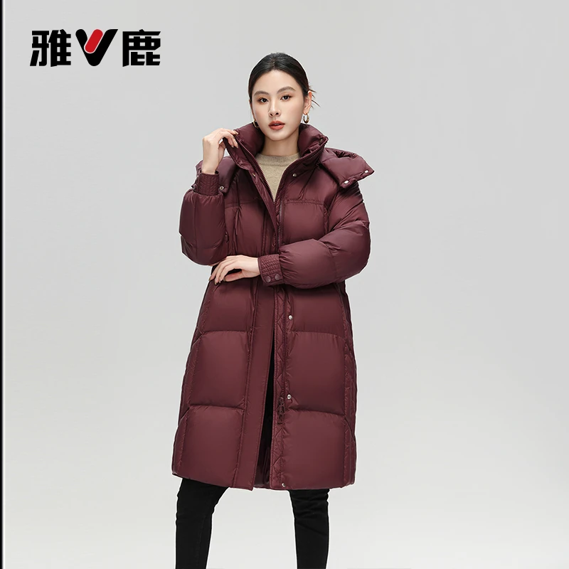 优等品常规极简风立领帽可脱卸长款时尚女款中长款冬季高品质显瘦