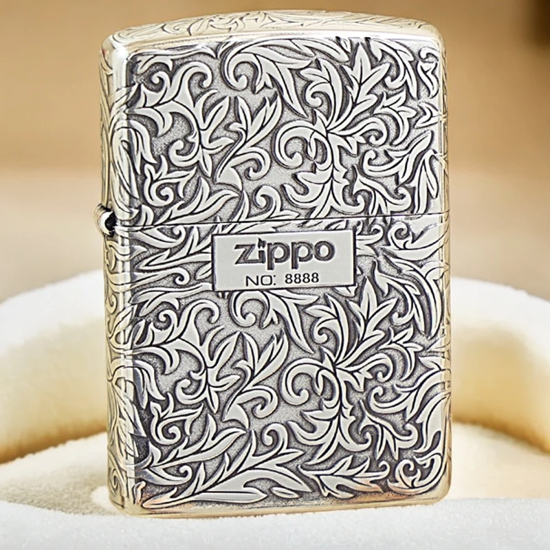 【CC】zippo打火机正品W镀银唐草中标之宝防风火机男士新年礼物DY99