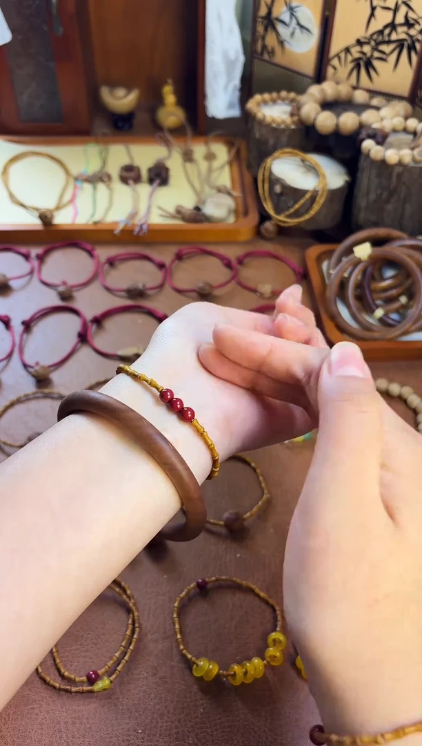 手串桃核单圈竹节三生万物