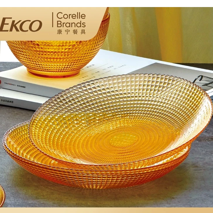 康宁ECKO玻璃盘子高级感菜盘家用餐盘碟子玻璃碗餐具套装