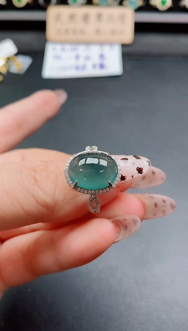 银S925镶嵌戒指翡翠1