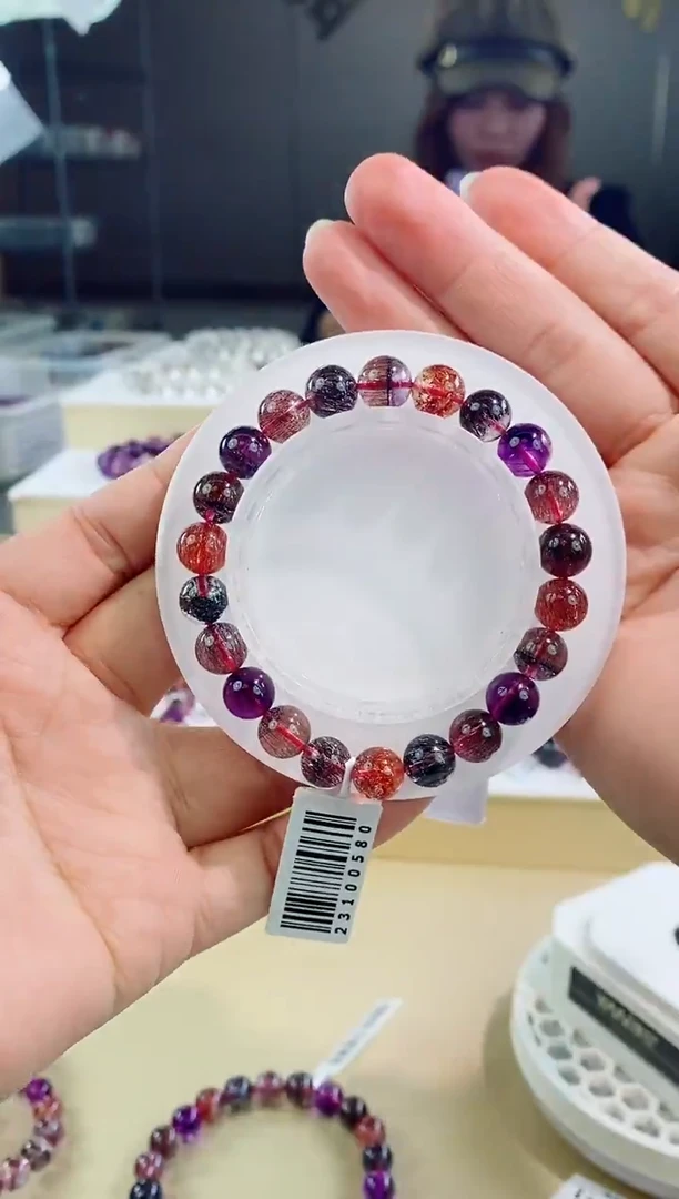 未镶嵌手链水晶黑加仑超七8m+