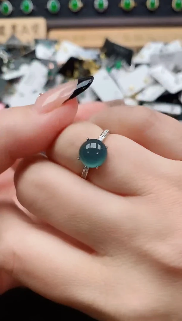银S925镶嵌戒指翡翠1