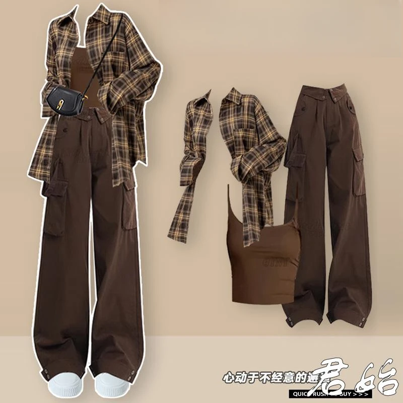 美拉德废土风穿搭女士套装女2025年初秋新款小个子痞帅炸街风女装