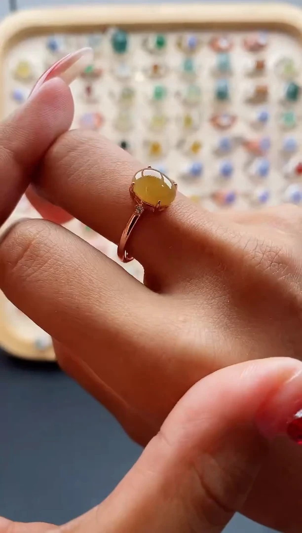 【闪购商品】翡翠戒指银S925镶嵌缅甸天然A货翡翠222  6+