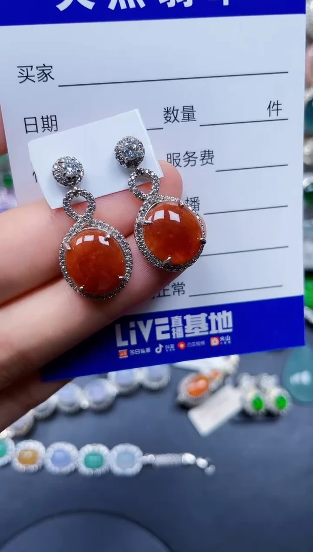 银S925镶嵌翡翠耳饰152