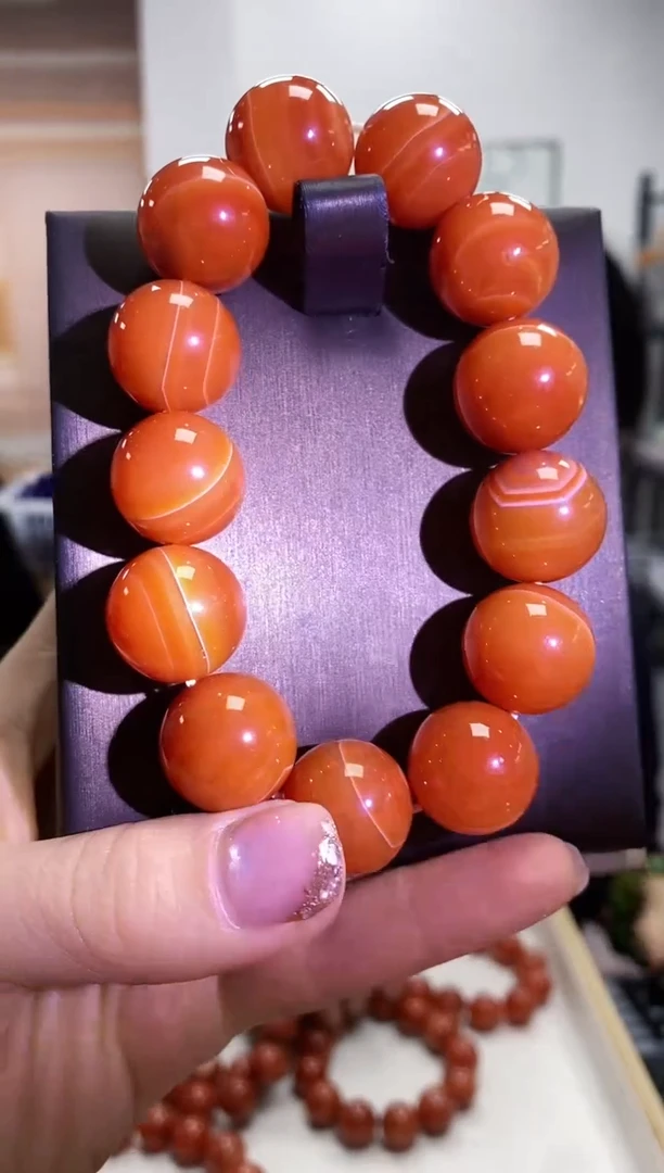 未镶嵌手串玛瑙/玉髓战国红玛瑙手串18mm