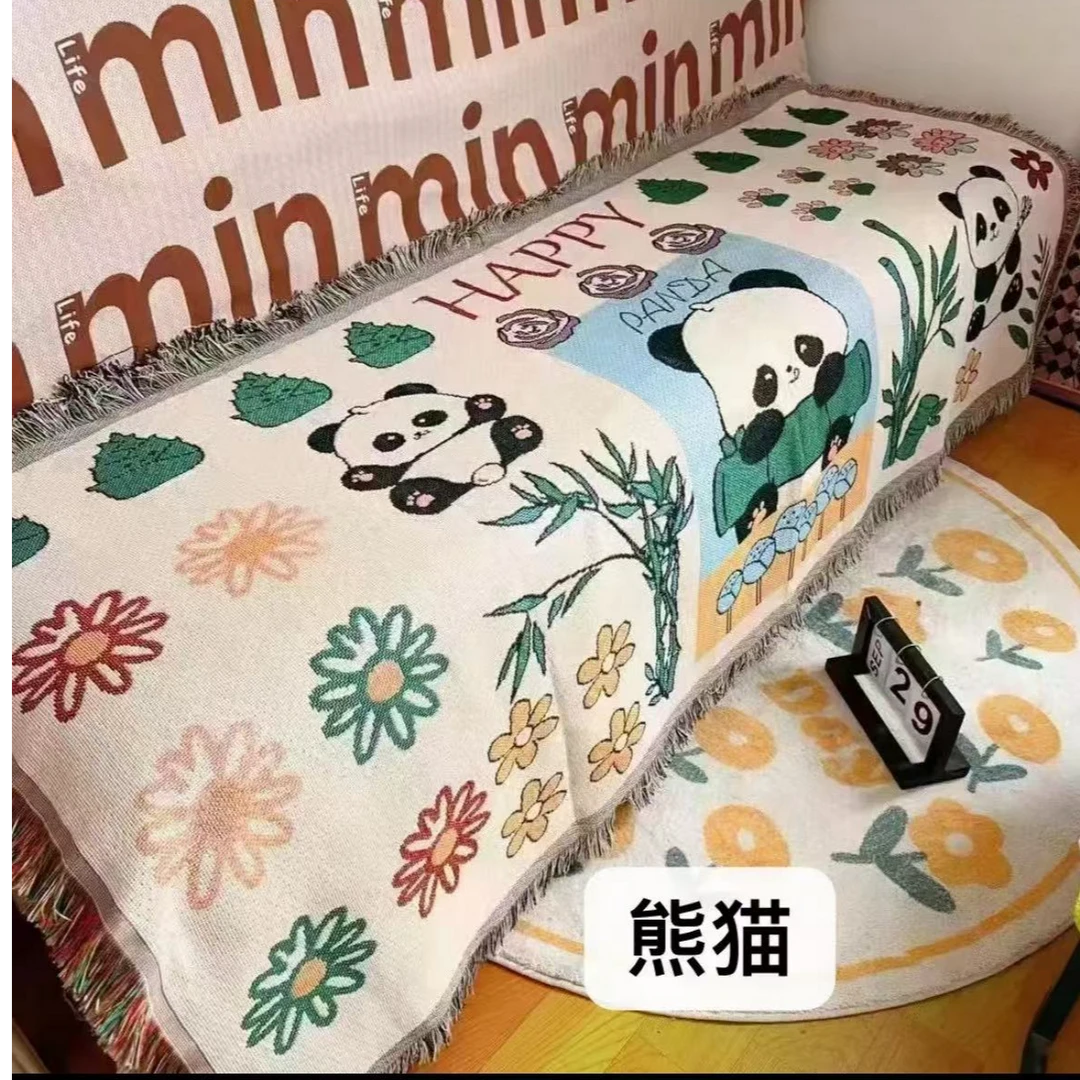 【熊猫】新款90*180四季通用防滑编织沙发垫高档简约加厚