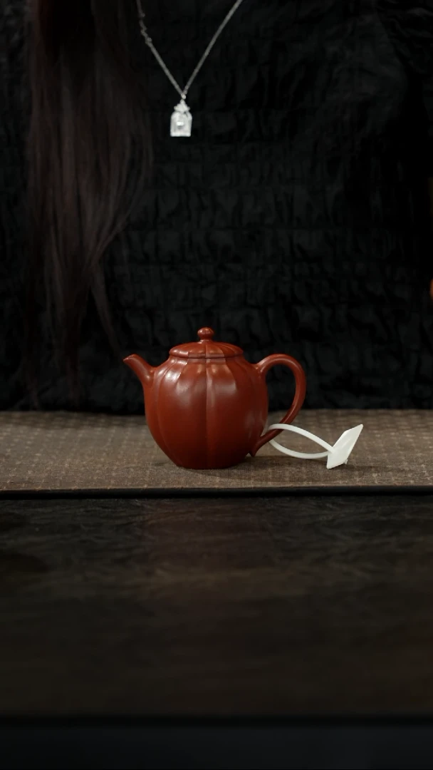茶壶紫砂小*蛋朱泥筋纹菊瓣壶180cc