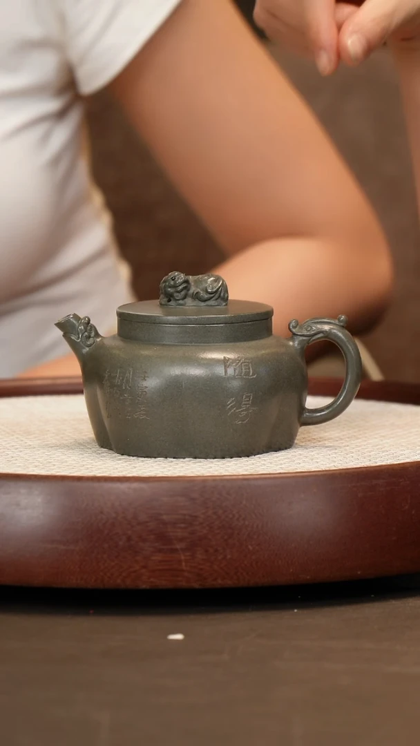 茶壶紫砂【崔燕】蓝灰段福瑞  350CC