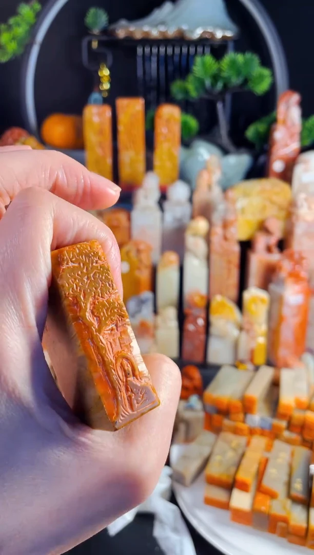 老挝石印石散***_手工篆刻《菩提树下佛造像》1.5*5木纹