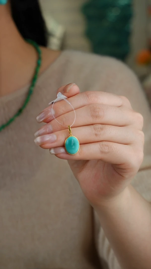 【闪购商品】绿松石吊坠(不含链)18K金镶嵌1