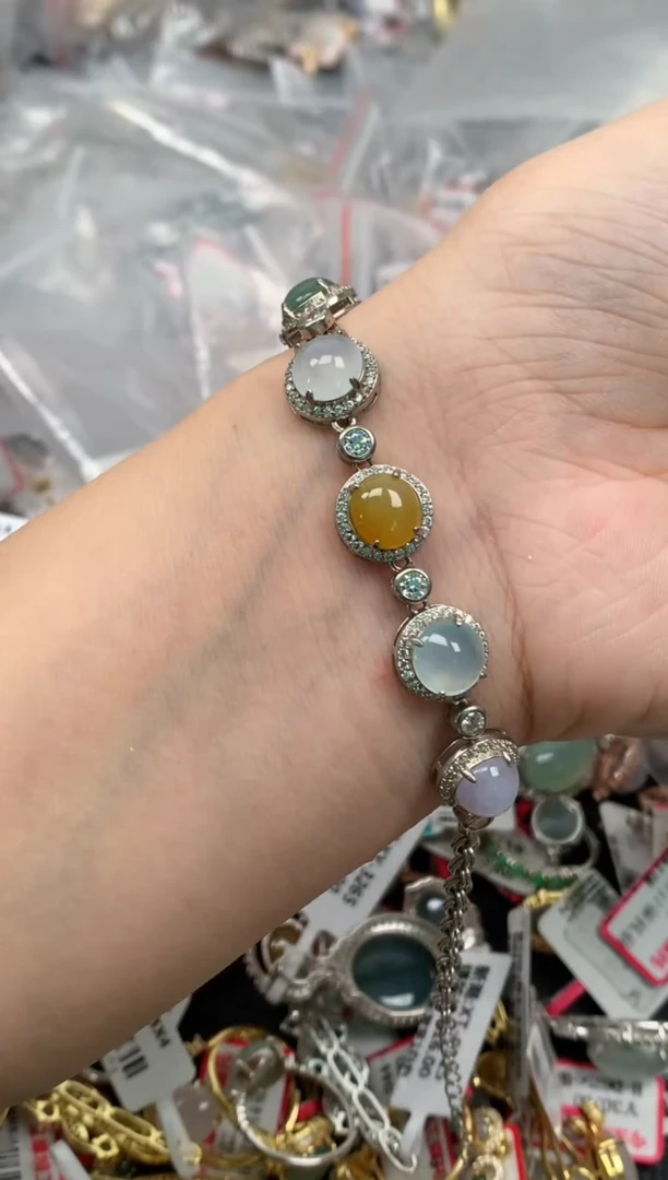 翡翠戒指银S925镶嵌天然A货缅甸翡翠