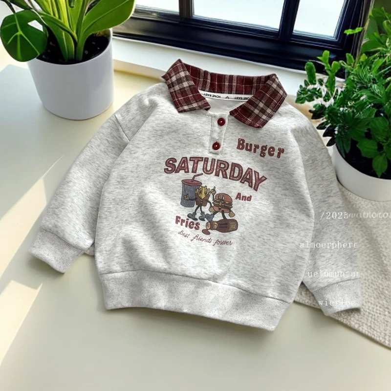 中大童童装男童洋气春秋宽松型长袖POLO衫ol韩版欧若假日风