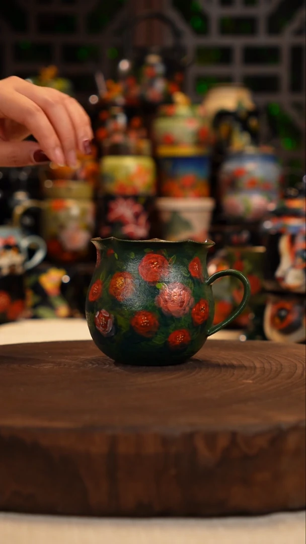 油画   手绘釉下彩杯子