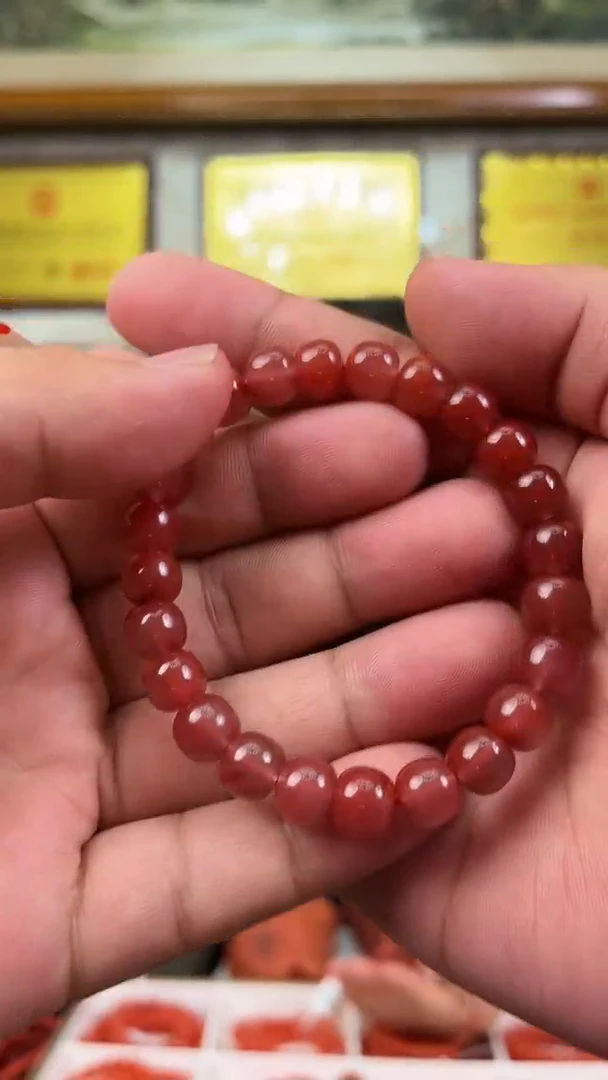 手串未镶嵌南红玛瑙玫瑰红老型单圈9mm