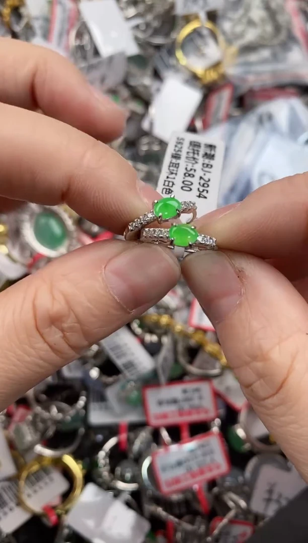 银S925镶嵌戒指翡翠6666-----10