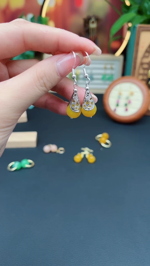 玛瑙/玉髓耳饰银S925镶嵌723