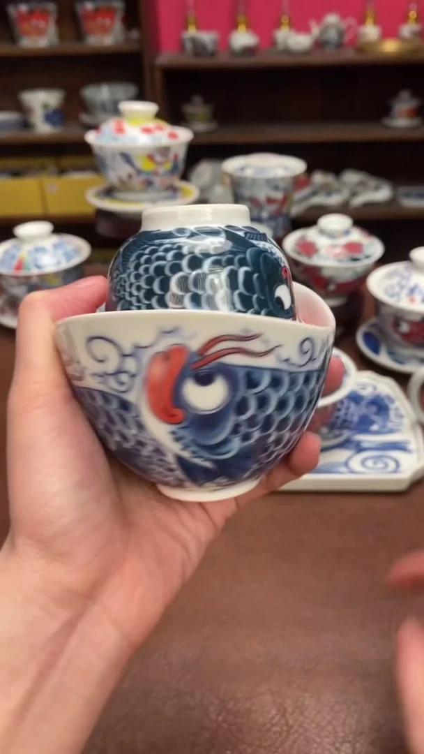【闪购商品】龙鱼手抓+压手杯景德镇昨明陶瓷